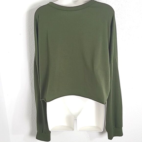 Touch Me Army Green Ripped Crop-top, Longsleeves, Size 2XL - Picture 5 of 8